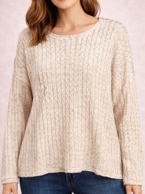 JCPenney Cream Brown Sweater - Size XL